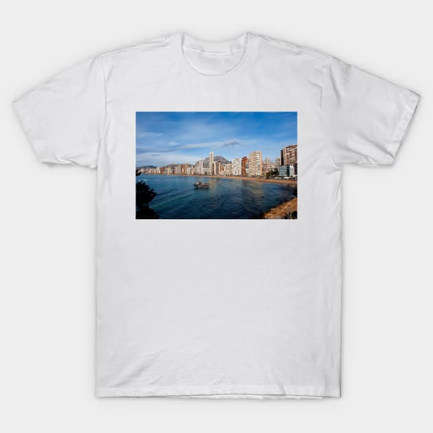 Benidorm Levante Beach Costa Blanca Spain T-Shirt by AndyEvansPhotos